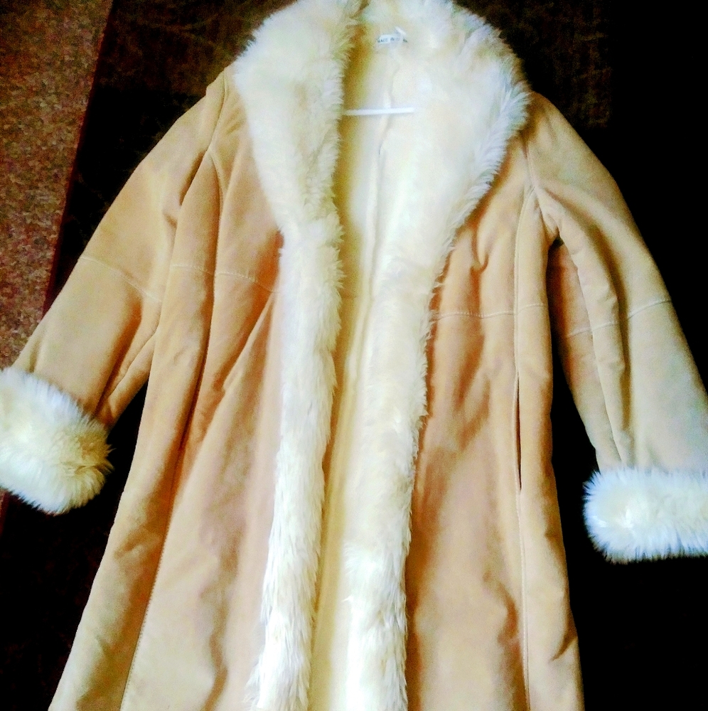 Womens 100% leather full length coat